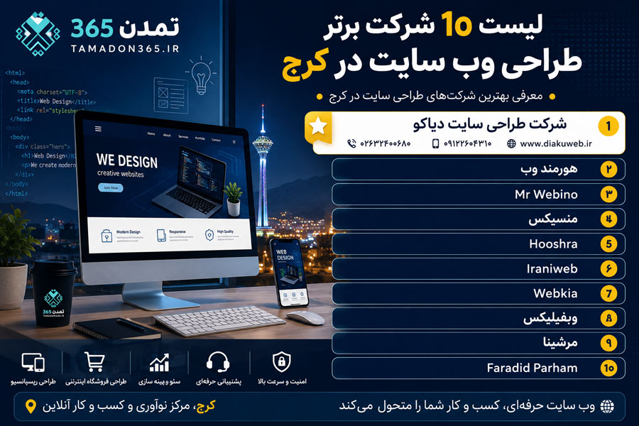 لیست 10 شرکت برتر طراحی وب سایت در کرج